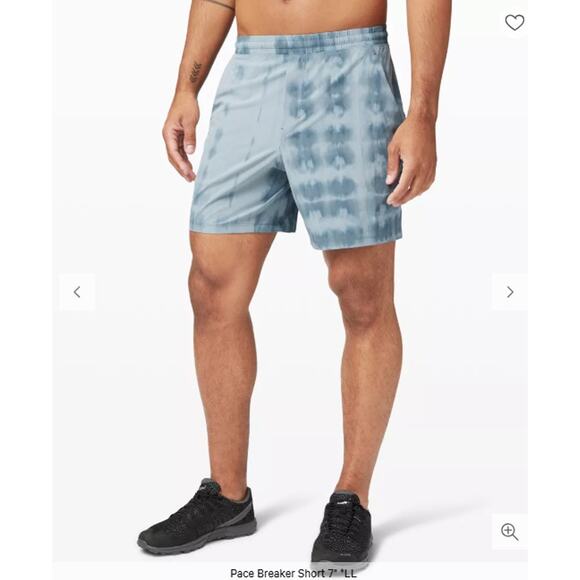Lululemon Shorts Men Medium Pace Breaker Blue Tie Dye Athletic Running Gym - Picture 1 of 10